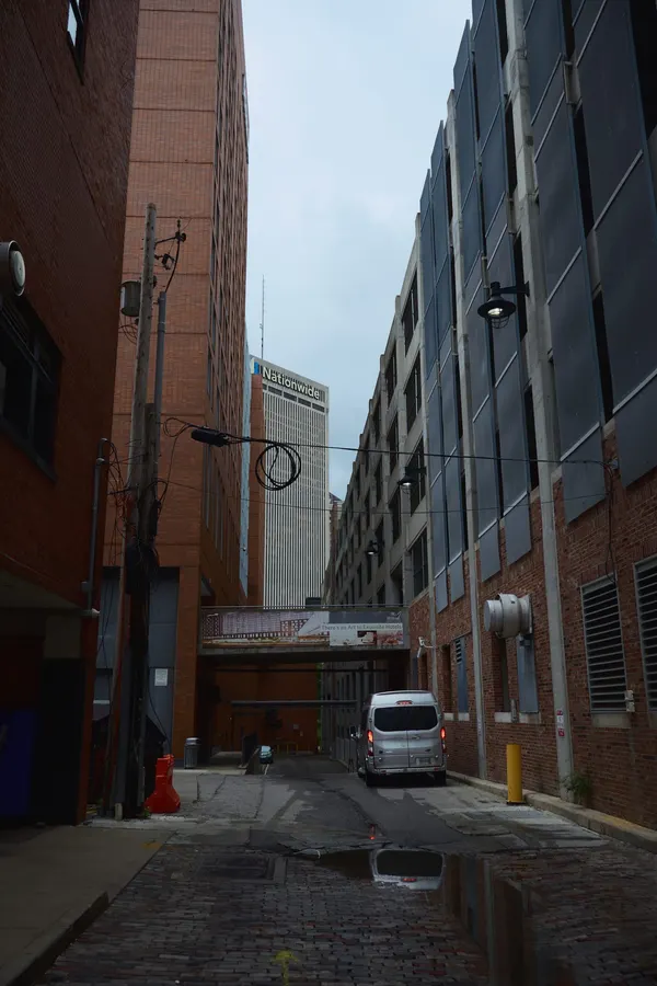 Downtown alley between buildings