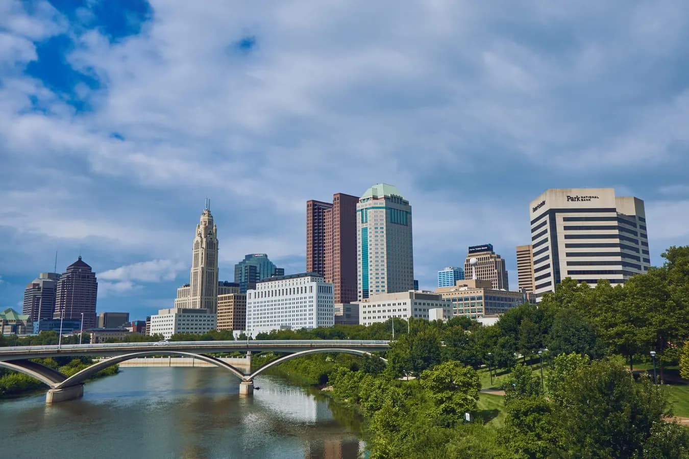 Columbus skyline over the Scioto River