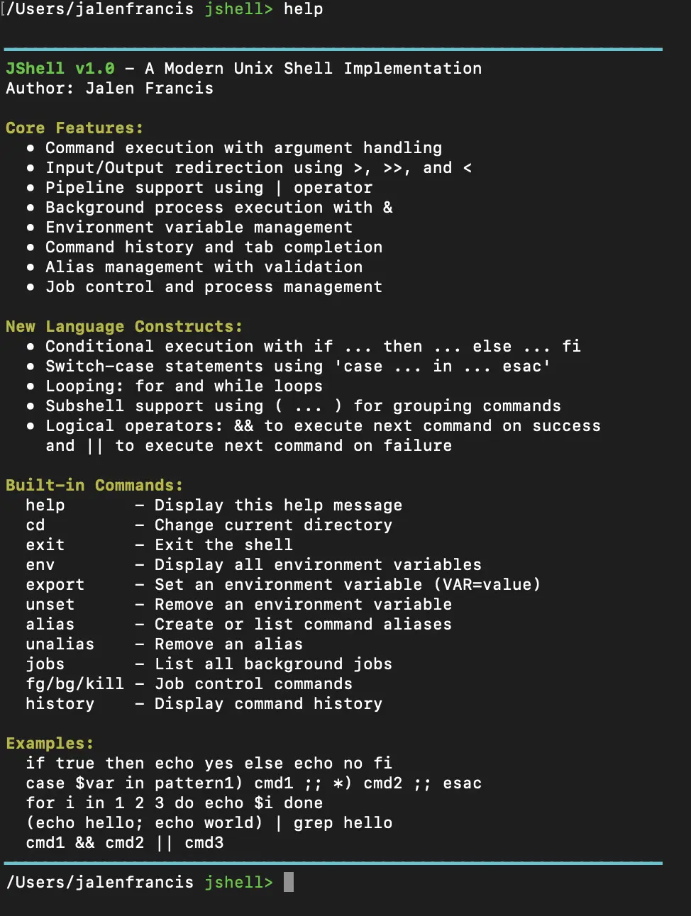 JShell — Custom Unix Shell